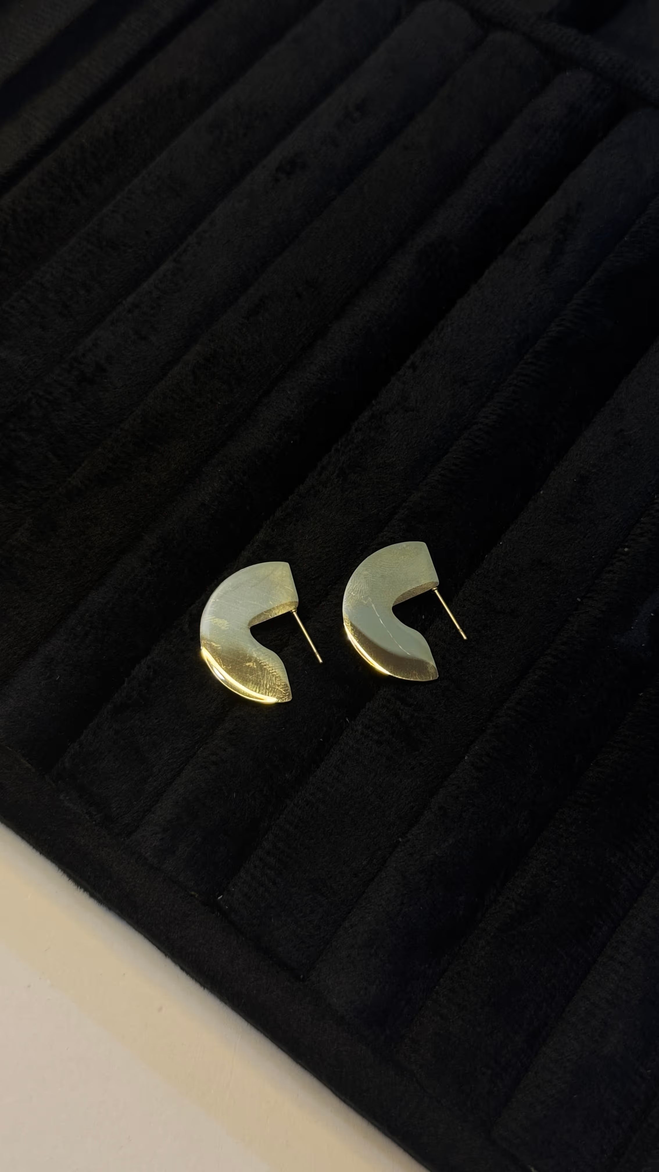 Gold Geometric Abstract Stud Earrings - View 4 - Shop Aizel