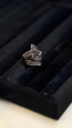 Gold Black Crystal Bypass Statement Ring - View 8 - Shop Aizel