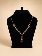 Ruby Red Drop Pendant Necklace & Earring Set - View 3 - Shop Aizel