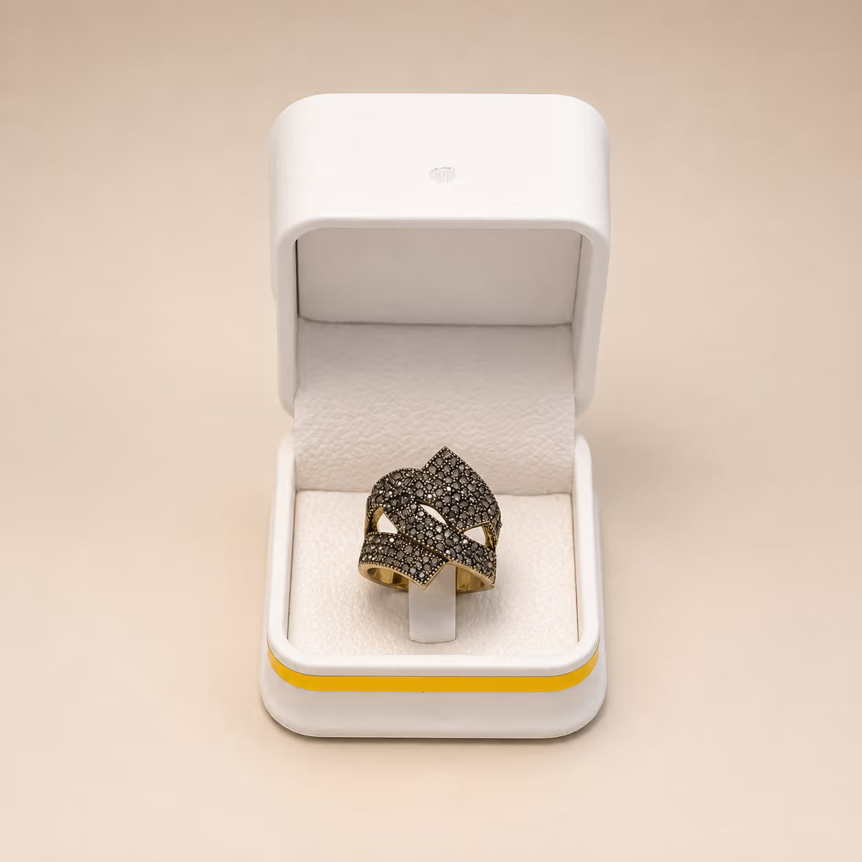 Gold Black Crystal Bypass Statement Ring - View 4 - Shop Aizel