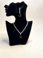 Silver-Tone Black Teardrop Necklace & Earring Set