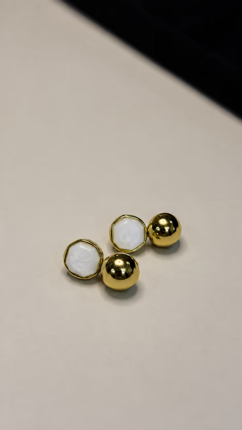 Gold Mother of Pearl Drop Earrings - View 2 - Shop Aizel