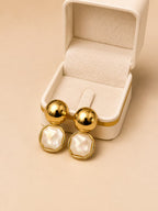 Gold Mother of Pearl Drop Earrings - View 1 - Shop Aizel