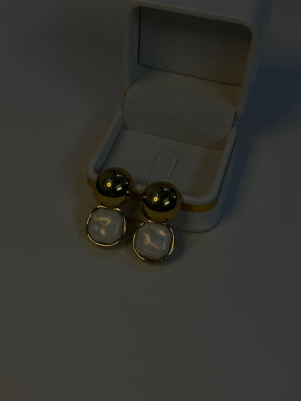 Gold Mother of Pearl Drop Earrings - View 7 - Shop Aizel