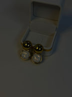 Gold Mother of Pearl Drop Earrings - View 7 - Shop Aizel