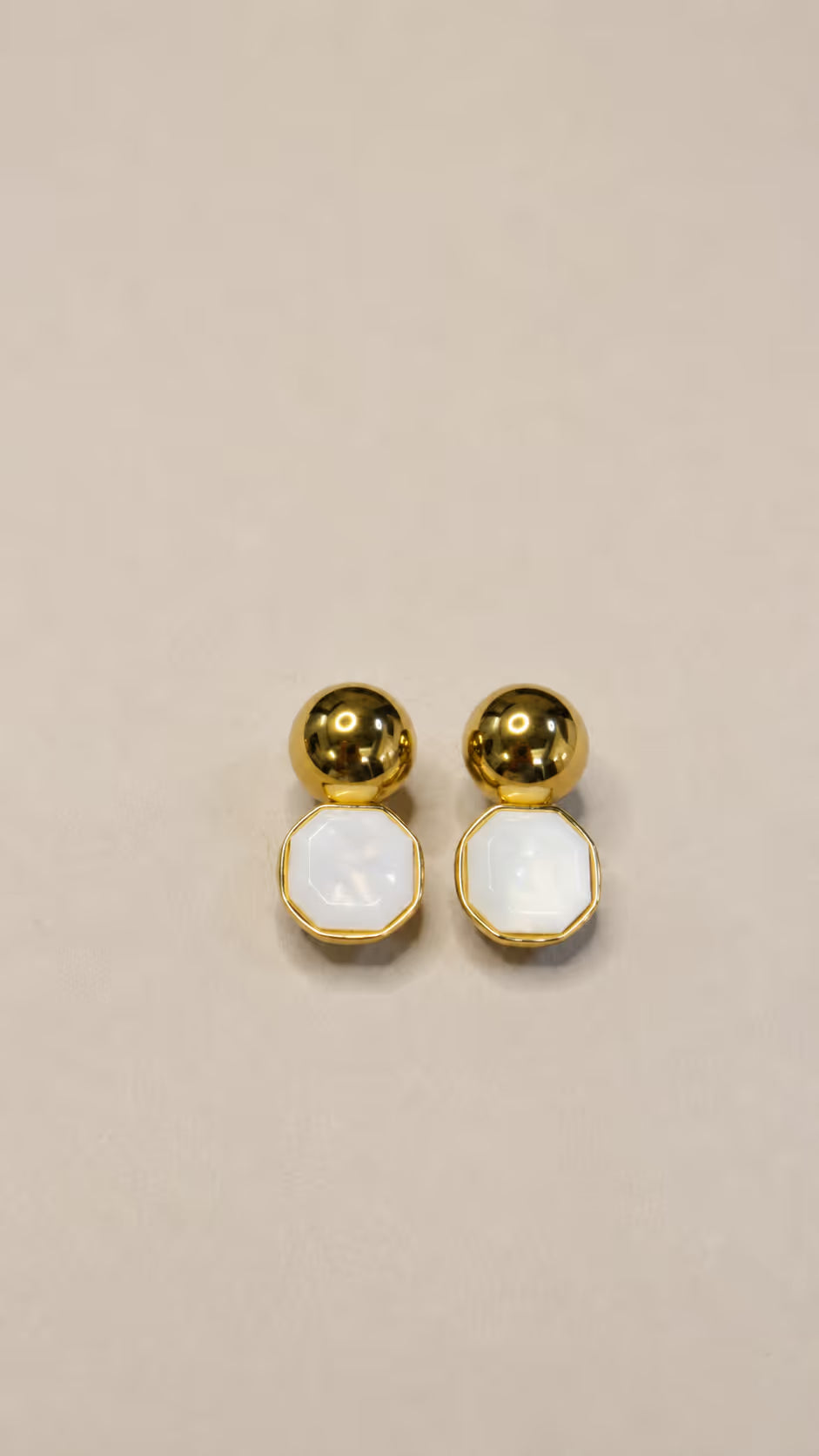 Gold Mother of Pearl Drop Earrings - View 3 - Shop Aizel