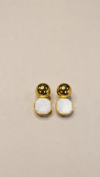 Gold Mother of Pearl Drop Earrings - View 3 - Shop Aizel