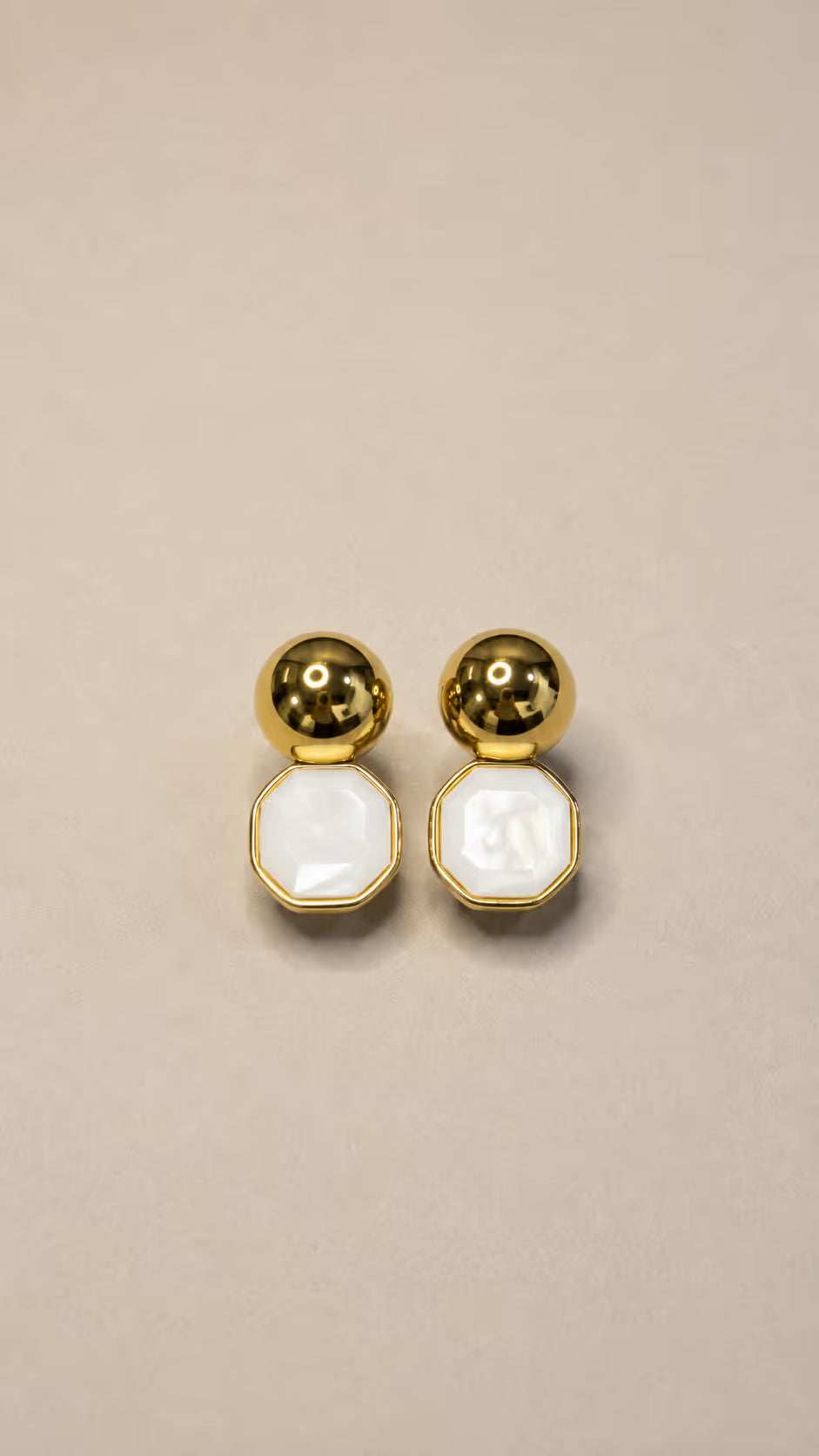 Gold Mother of Pearl Drop Earrings - View 5 - Shop Aizel