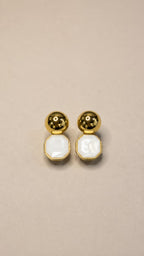 Gold Mother of Pearl Drop Earrings - View 5 - Shop Aizel