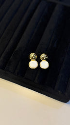 Gold Mother of Pearl Drop Earrings - View 10 - Shop Aizel
