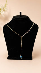 Blue Stone Lariat Drop Pendant Necklace - View 1 - Shop Aizel