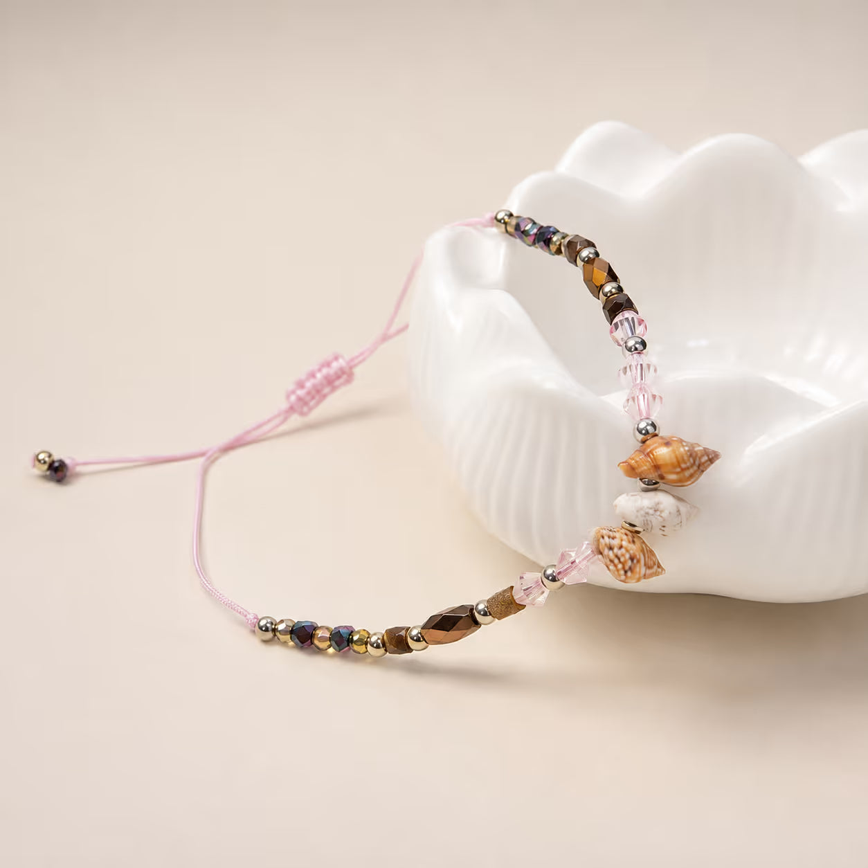 Gold Accented Seashell Beaded Bracelet - View 3 - Shop Aizel
