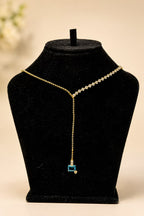 Blue Stone Lariat Drop Pendant Necklace - View 2 - Shop Aizel