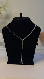 Blue Stone Lariat Drop Pendant Necklace - Original 1 - Shop Aizel