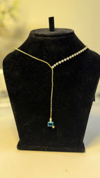 Blue Stone Lariat Drop Pendant Necklace - Original 2 - Shop Aizel