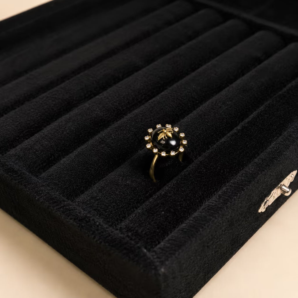Gold Onyx Bee Statement Ring - View 3 - Shop Aizel