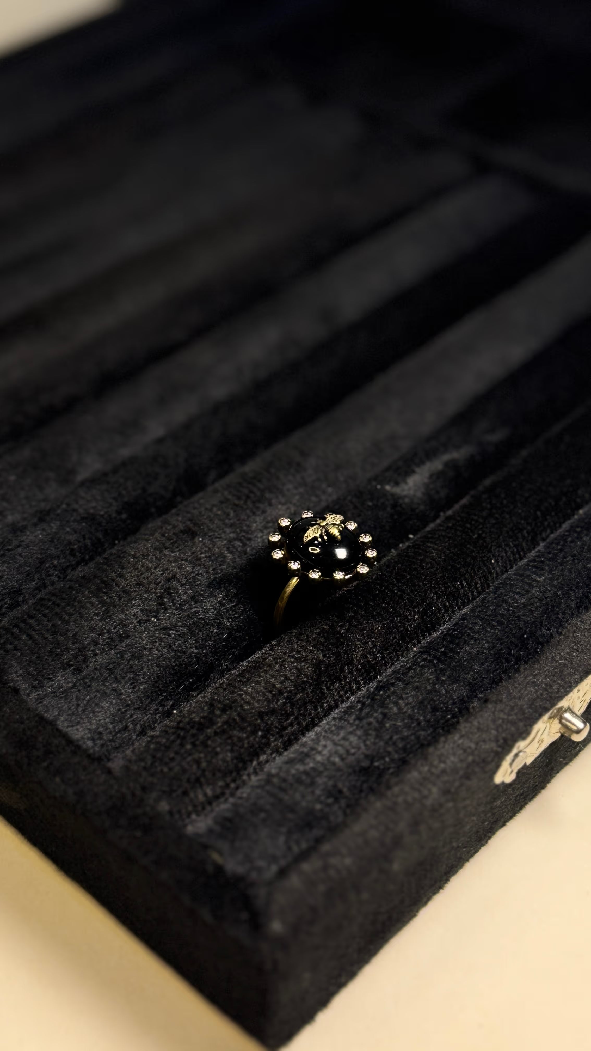 Gold Onyx Bee Statement Ring - View 7 - Shop Aizel