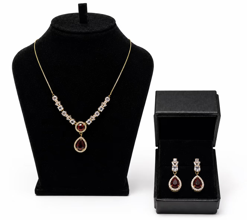 Crystal Hexagon Drop Earrings with Teardrop Pendant - View 3 - Shop Aizel