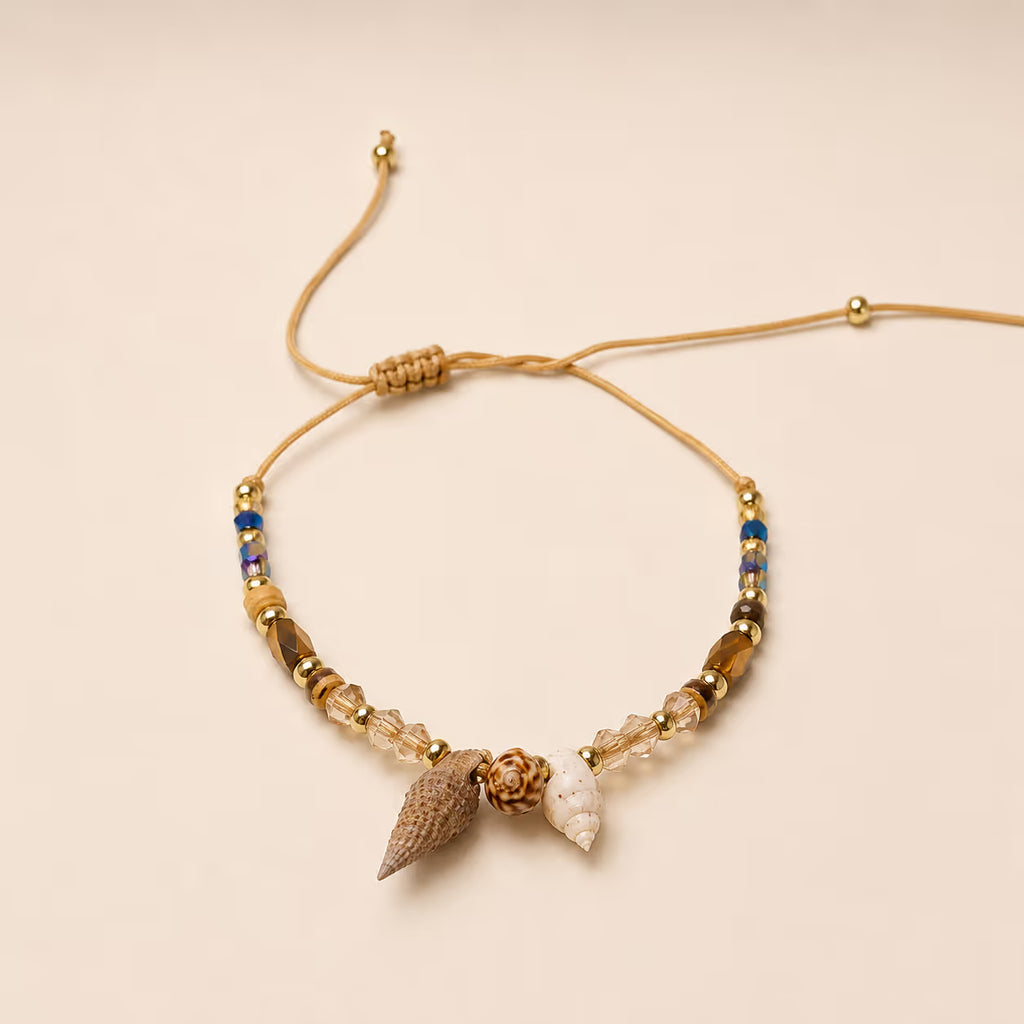 Gold Accented Seashell Beaded Bracelet - View 1 - Shop Aizel