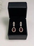 Crystal Hexagon Drop Earrings with Teardrop Pendant - View 4 - Shop Aizel