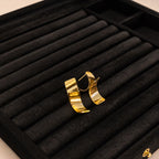 Gold Geometric Curved Stud Earrings - View 3 - Shop Aizel