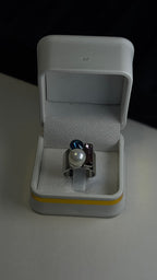 Pearl, Blue Topaz & Amethyst Silver Statement Ring - View 6 - Shop Aizel