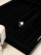 Pearl, Blue Topaz & Amethyst Silver Statement Ring - View 4 - Shop Aizel
