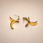 Gold Geometric Curved Stud Earrings - View 1 - Shop Aizel