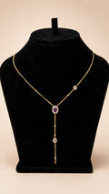 Amethyst Halo Lariat Y-Necklace - View 1 - Shop Aizel