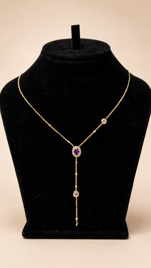 Amethyst Halo Lariat Y-Necklace - View 1 - Shop Aizel