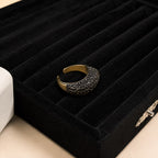 Gold Black Crystal Pavé Statement Ring - View 2 - Shop Aizel