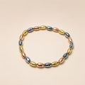 Tri-Color Metallic Oval Bead Bracelet - View 1 - Shop Aizel