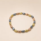 Tri-Color Metallic Oval Bead Bracelet - View 1 - Shop Aizel