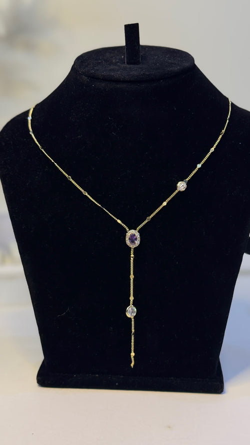 Amethyst Halo Lariat Y-Necklace - Original 1 - Shop Aizel