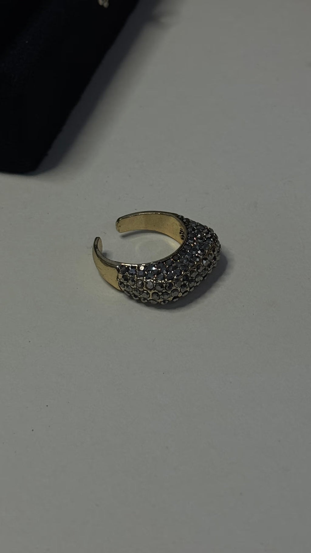Gold Black Crystal Pavé Statement Ring - View 5 - Shop Aizel