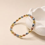 Tri-Color Metallic Oval Bead Bracelet - View 4 - Shop Aizel
