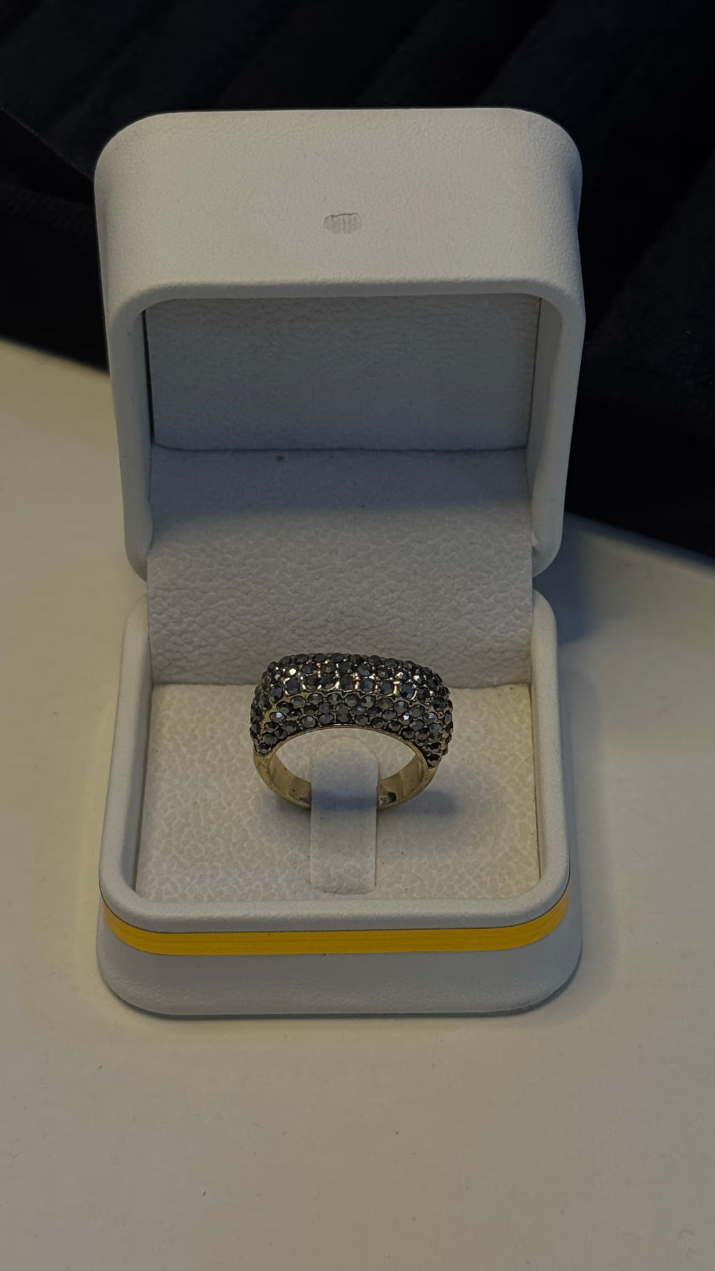 Gold Black Crystal Pavé Statement Ring - View 6 - Shop Aizel
