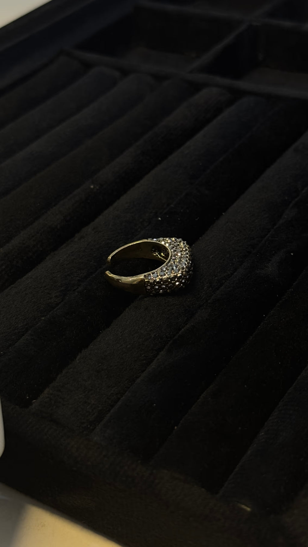 Gold Black Crystal Pavé Statement Ring - View 7 - Shop Aizel