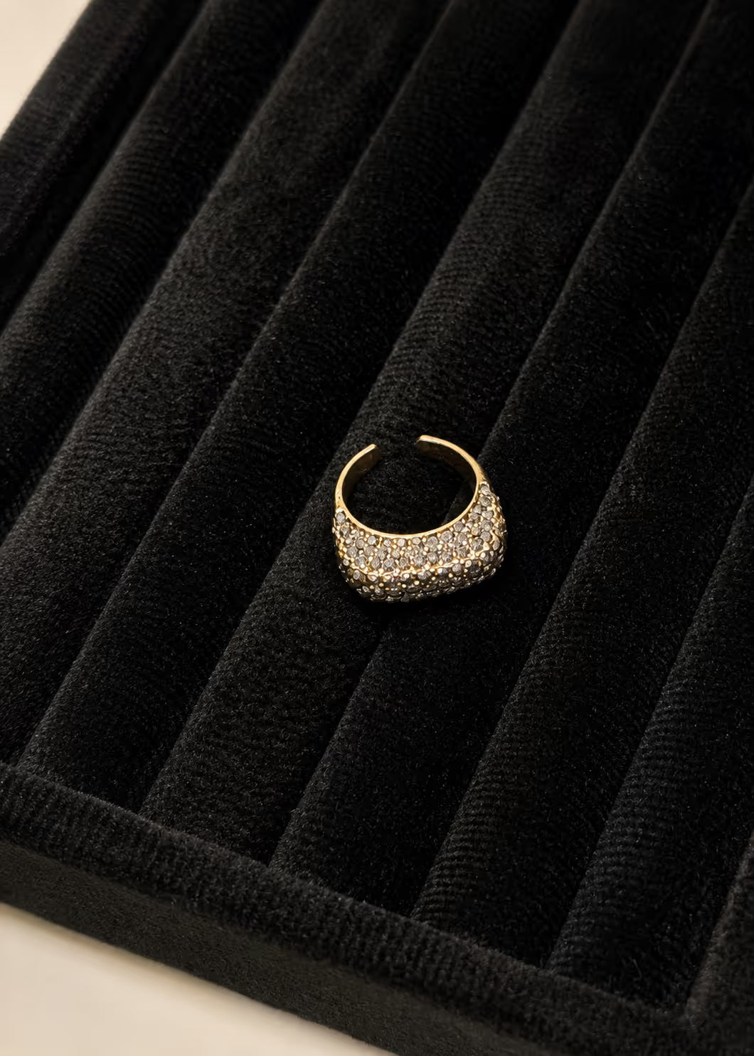 Gold Black Crystal Pavé Statement Ring - View 4 - Shop Aizel