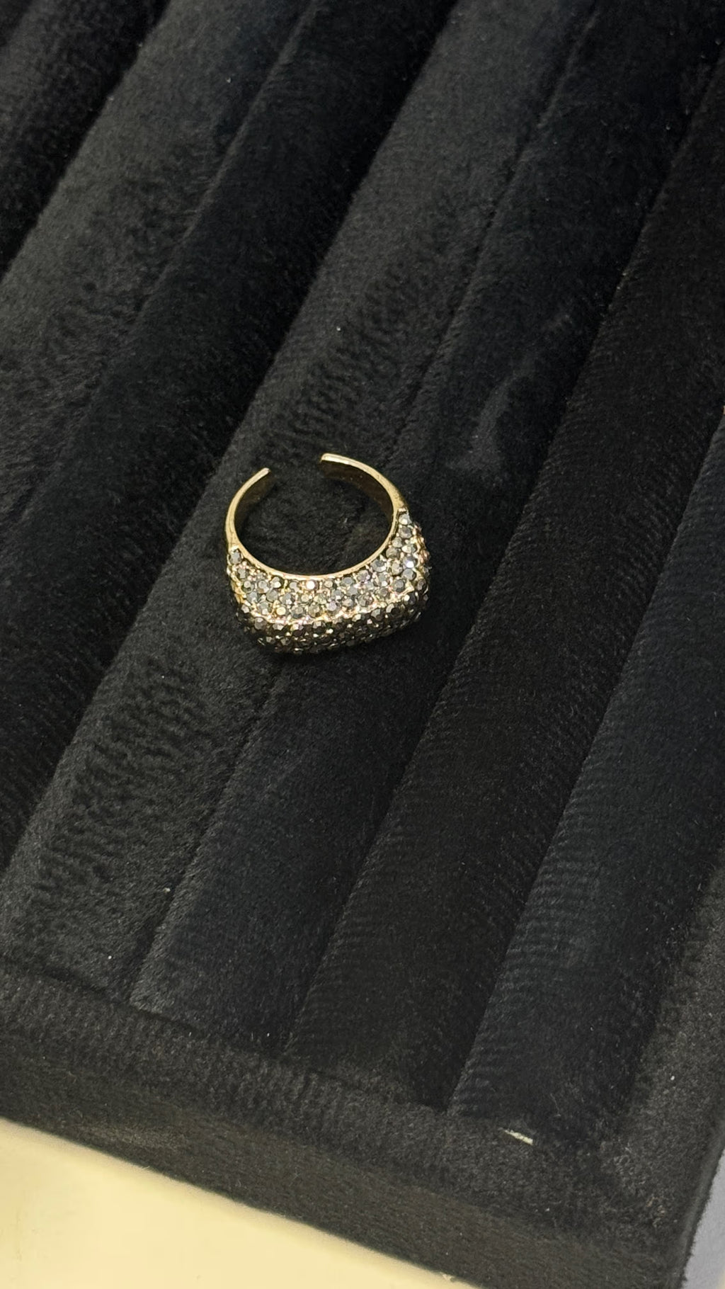 Gold Black Crystal Pavé Statement Ring - View 8 - Shop Aizel