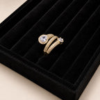 Gold Oval Crystal Bypass Statement Ring - View 2 - Shop Aizel
