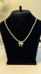 Pearl Bow Pendant Necklace - Original 1 - Shop Aizel