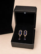 Blue Sapphire Hexagon Pendant Necklace & Earring Set - View 2 - Shop Aizel