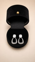 Silver Mother of Pearl & Crystal Geometric Earrings - View 1 - Shop Aizel