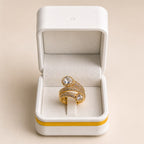Gold Oval Crystal Bypass Statement Ring - View 1 - Shop Aizel