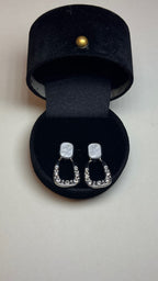 Silver Mother of Pearl & Crystal Geometric Earrings - View 4 - Shop Aizel