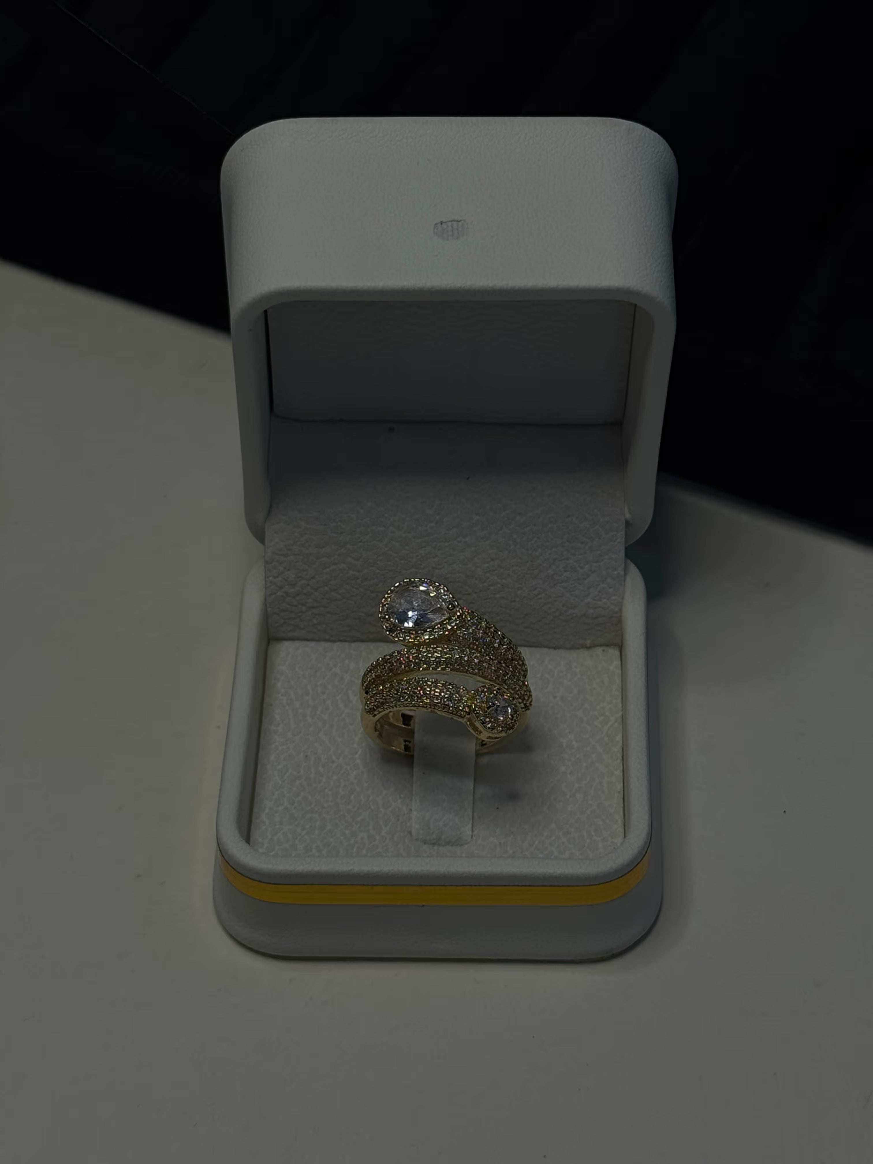 Gold Oval Crystal Bypass Statement Ring - View 5 - Shop Aizel