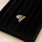 Gold Oval Crystal Bypass Statement Ring - View 3 - Shop Aizel