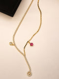 Asymmetric CZ Tennis & Charm Lariat Necklace - View 1 - Shop Aizel
