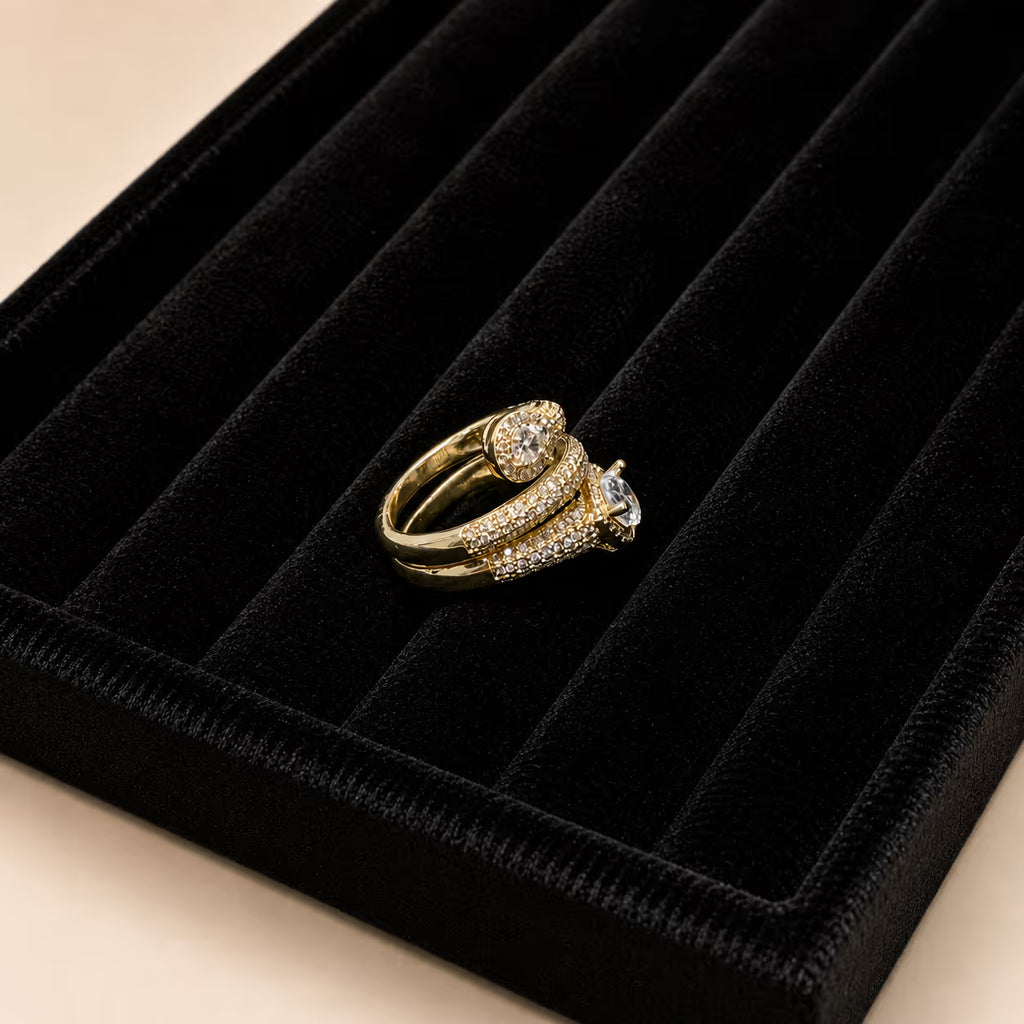 Gold Pavé Bypass Statement Ring - View 1 - Shop Aizel